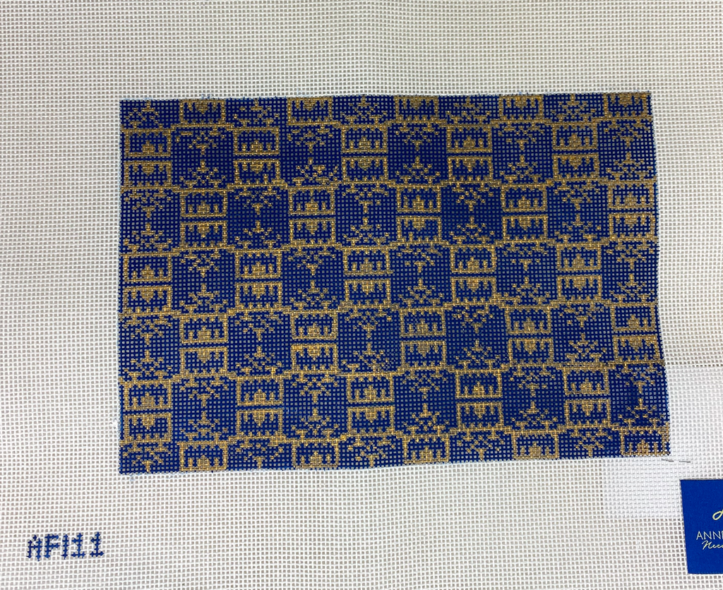 * Anne Fisher Needlepoint Navy/Gold Clutch