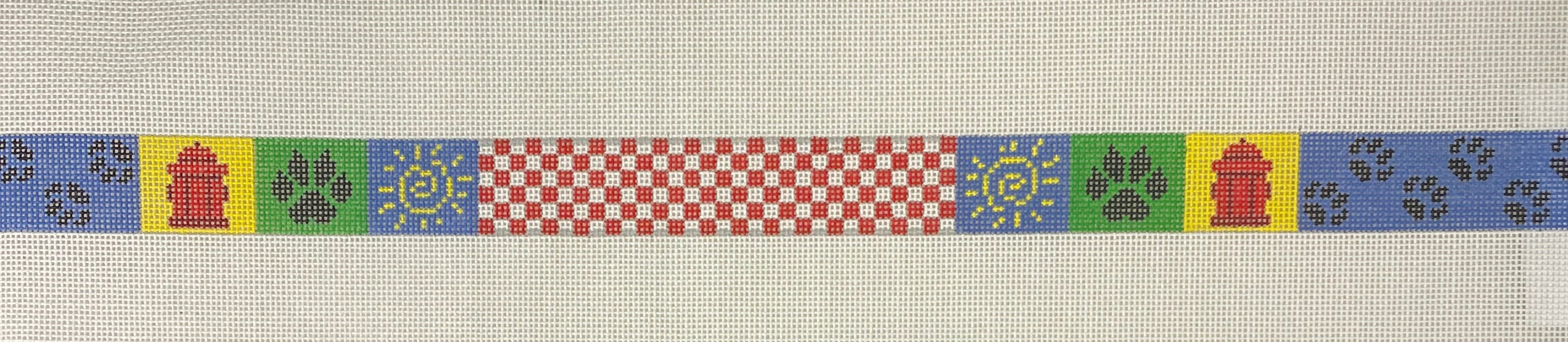 * Susan Roberts Needlepoint MH1901 Checker and Paws Dog Collar, primar ...