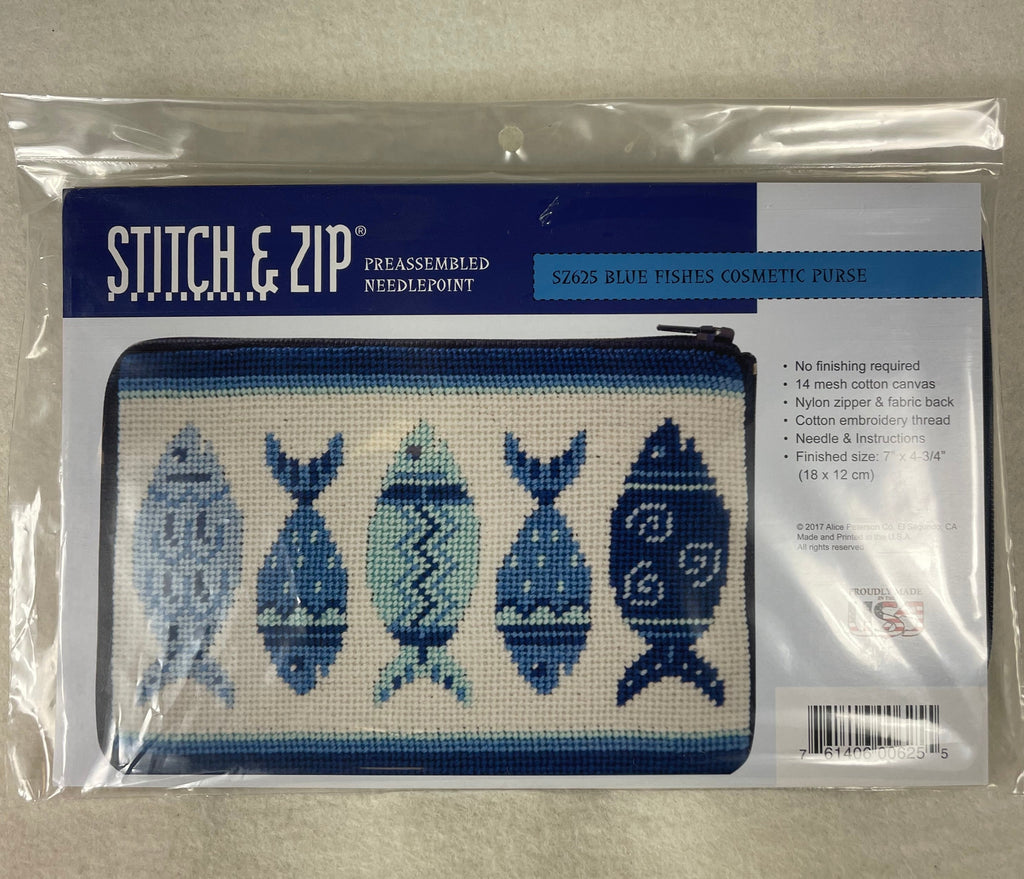 Alice Peterson Stitch and Zip SZ625 Blue Fishes Cosmetic