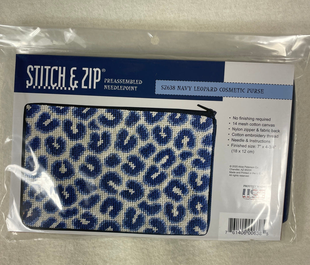 Alice Peterson SZ638 Navy Leopard Cosmetic Purse