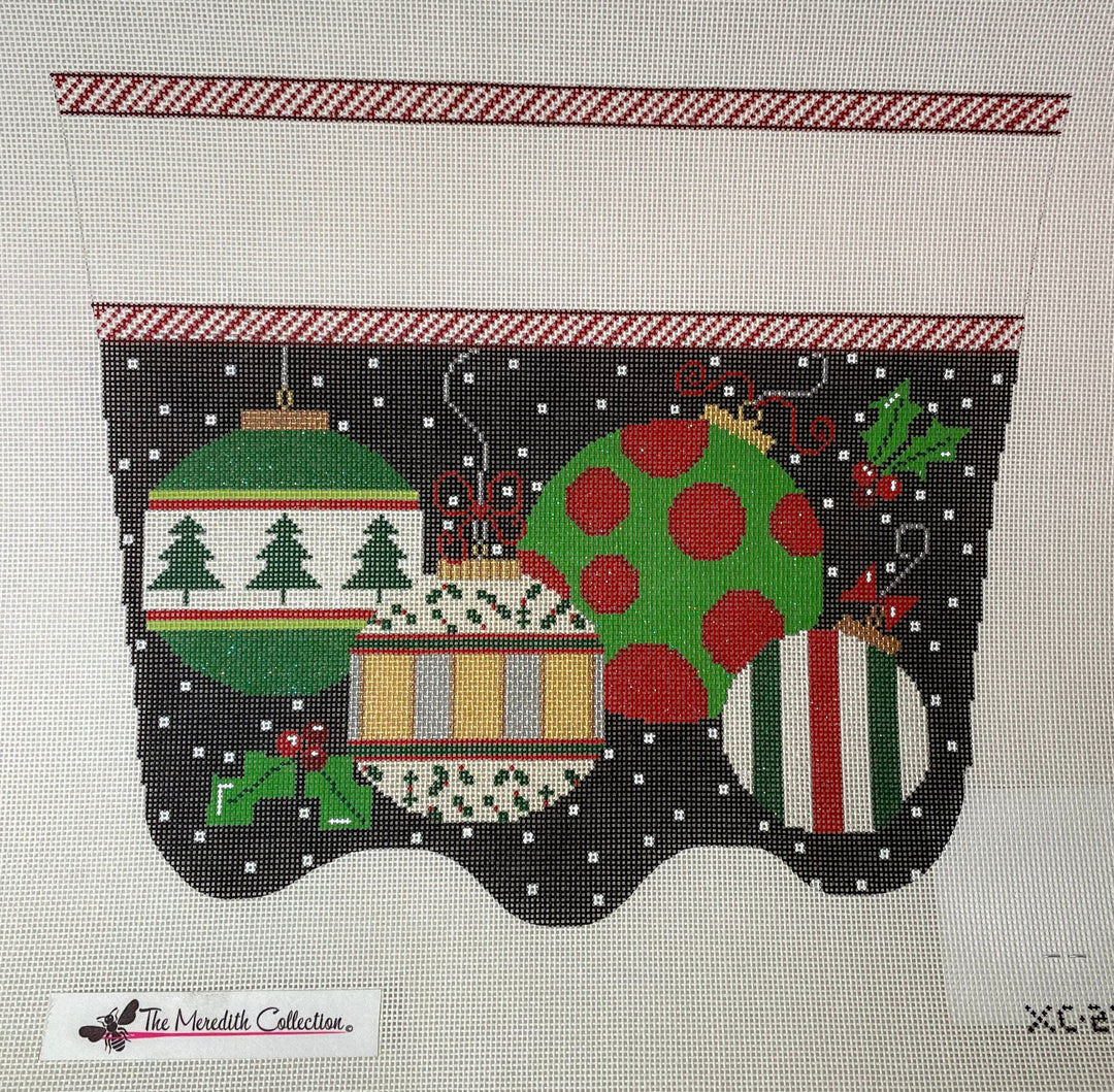 * Meredith Collection XC-27b Stocking Cuff- Balls on Black