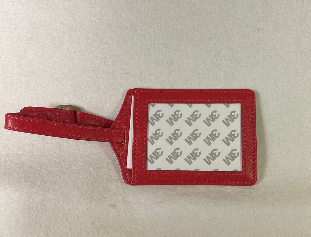 Planet Earth Leather Luggage Tag- Red