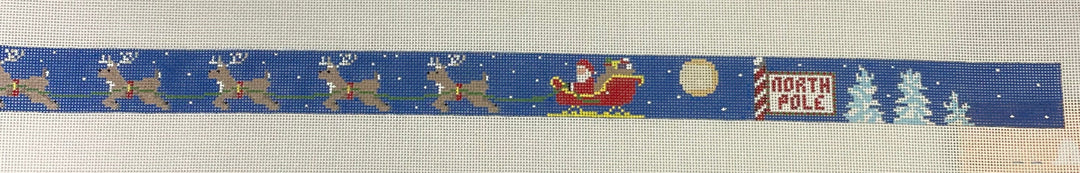 * Susan Roberts Needlepoint 0346 Rudolph and Reindeer Sleigh Belt, 18m