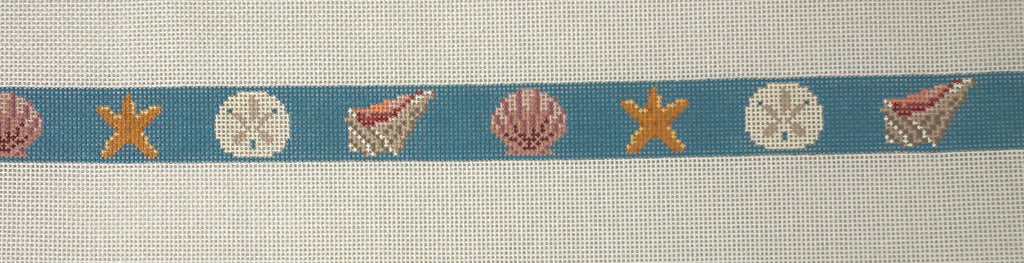 * Susan Roberts Needlepoint 1924 Sea Shells Dog Collar- 18m