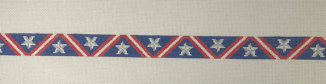 * Susan Roberts Needlepoint 1938 Stars and Stripes Dog Collar- 18m